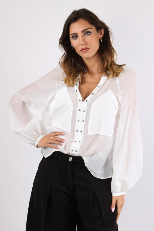 Darren Blusa Voile Bulloni Bianco Biancaneve