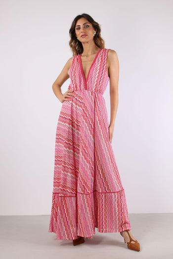 Abito Lungo Jacquard Electric Fuxia - 2