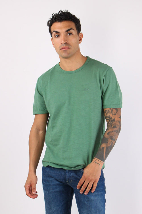 T-shirt Cotone Fiammato Muschio