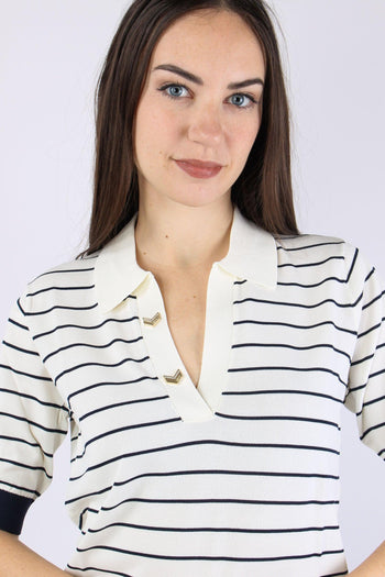 Polo Manica Corta Riga White/blue - 8