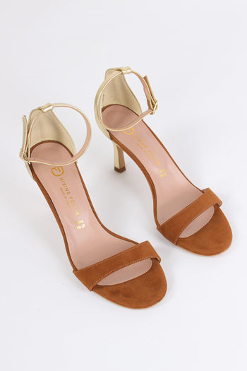 Sandalo Tacco Bimateriale Cuoio/oro - 5