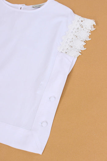 T-shirt Squadrata Macrame Bianco - 8