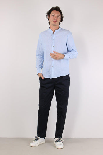 Camicia Lino Microriga Celeste - 2