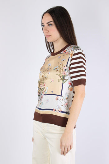 Maglia Riga Manica Corta Foulard/bisco - 6