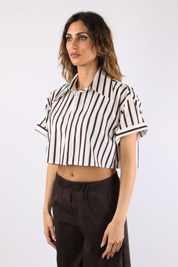 Camicia Corta Riga Bianco/moro - 3