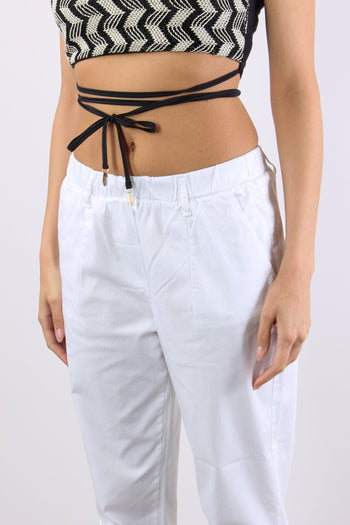 Chino Elastico Rasatello Bianco - 7