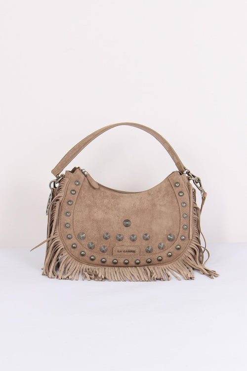 Mezzaluna Suede Frange Taupe