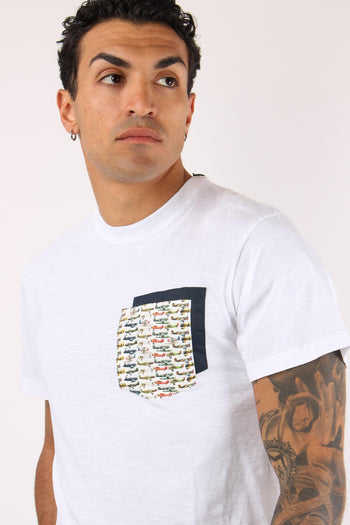 T-shirt Girocollo Taschino Optic White - 7