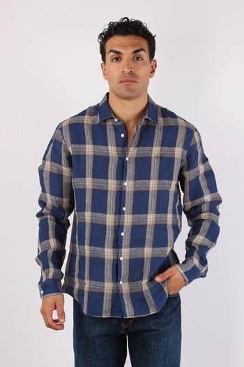Camicia Madras Lino Navy - 2