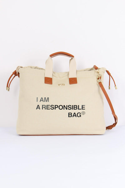 Responsible Sacca Canvas Off White/cuoio