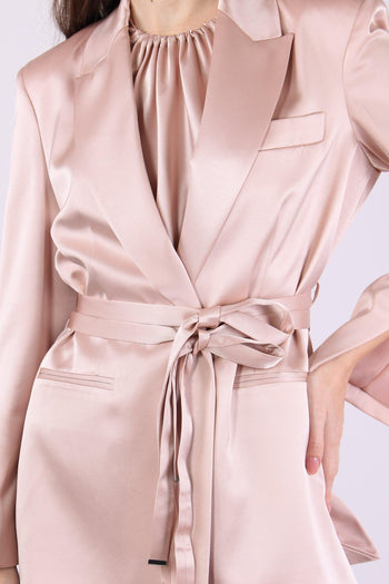 Rapa Giacca Cintura Satin Rosa Mogano - 4