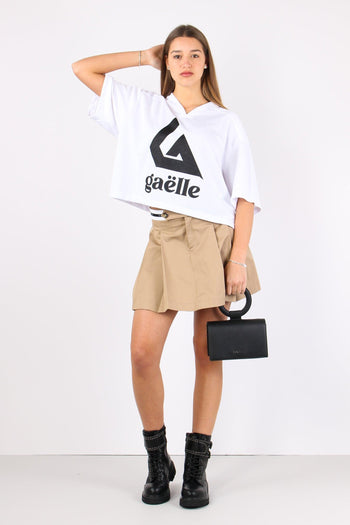 T-shirt Scollo V Logo Bianco - 4