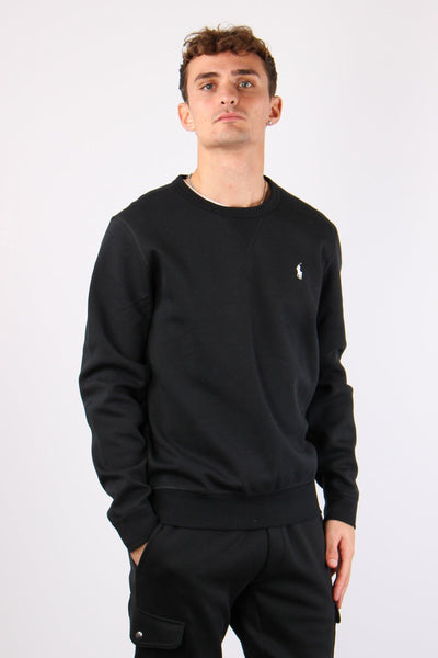 Felpa Girocollo Logo Polo Black/cream