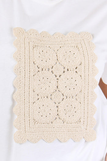 T-shirt Inserto Macrame Bianco - 7