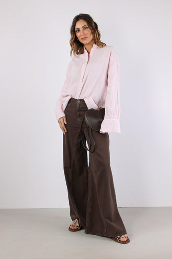 Camicia Lino Coreana Rosa - 7