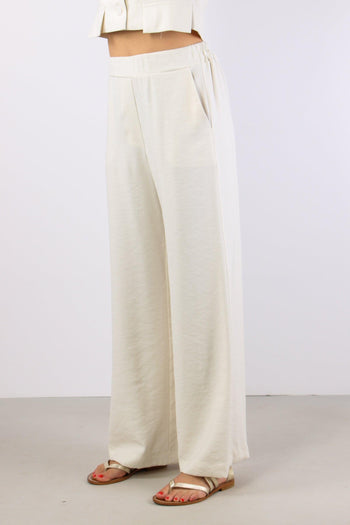Pantalone Palazzo Misto Viscos Panna - 3