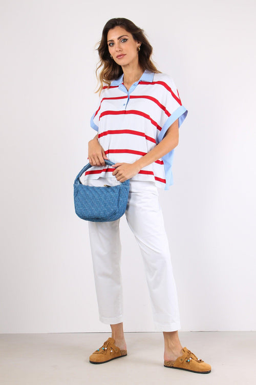 Pantalone Gamba Dritta Elastic Bianco
