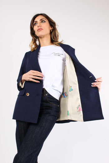 Giacca Doppiopetto Poliviscosa Blu - 2