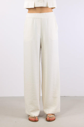 Pantalone Palazzo Misto Viscos Panna - 2
