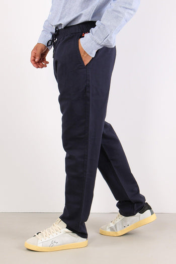 Pantalone Lino Elastico Navy Blue - 5
