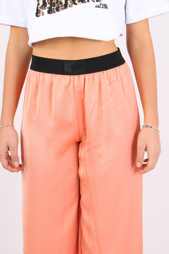 Pantalone Palazzo Effetto Raso Arancio Melange - 7