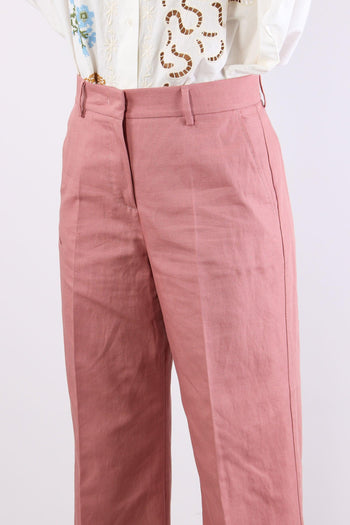 Zircone Pantalone Cropped Misto Lino Rose - 7
