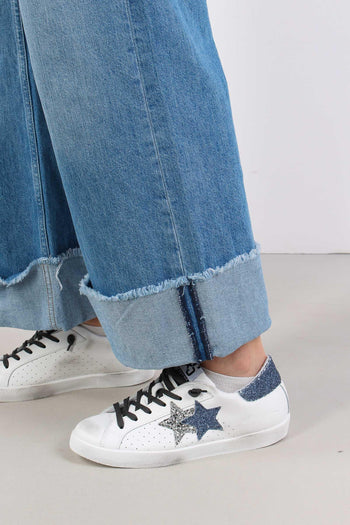 Denim Maxi Risvolto Cinta Bassa Denim Medio - 6