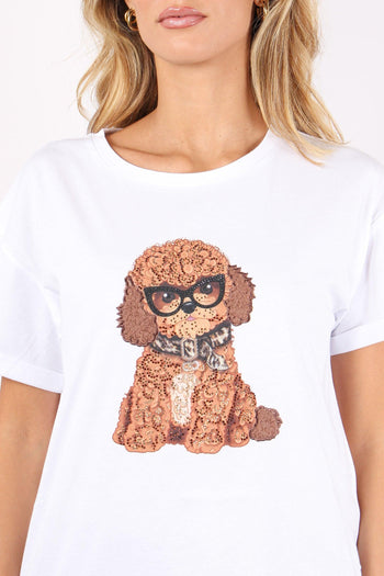 T-shirt Stampa Barboncino Bianco Fluffy Dog - 5