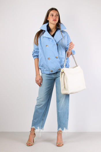 Giubbotto Doppiopetto Nylon Azzurro - 5