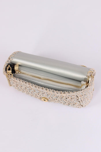 Greta Pochette Crochet Laminat Argento - 6