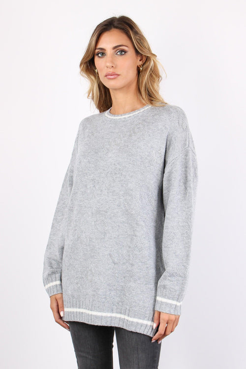 Maglia Over Multi Logo Strass Grigio - 2