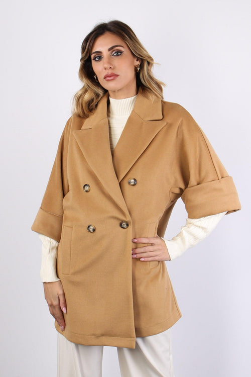 Cappotto Orsetto Patch Cammello