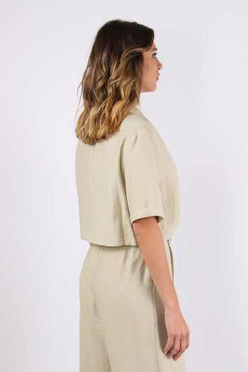 Camicia Corta Tasche Misto Lin Salvia - 6
