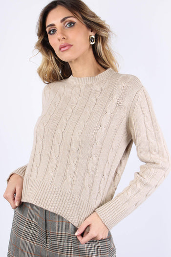 Maglia Treccia Beige - 7