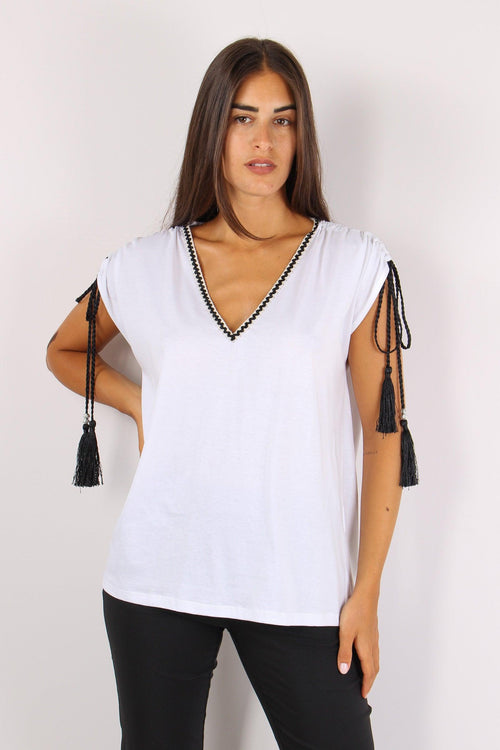 T-shirt Passamanneria Spalla Bianco