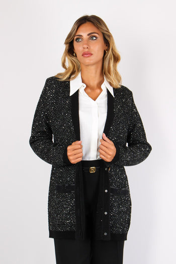 Cardigan Lungo Bottoni Nero/silver - 5