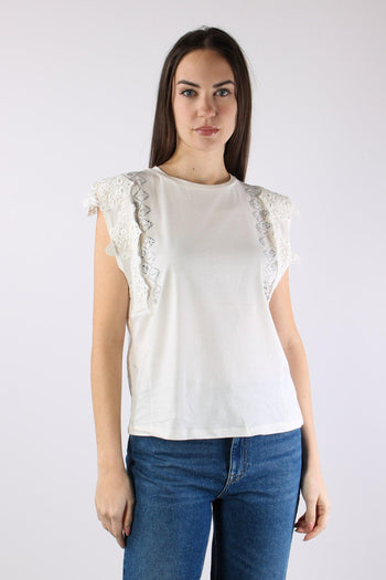 Canotta Inserto Macrame Bianco Lana - 4