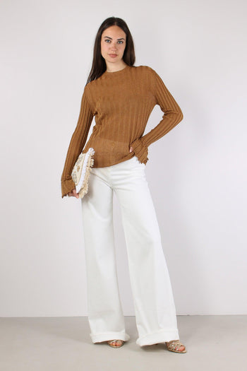 Maglia Girocollo Lurex Cammello - 5