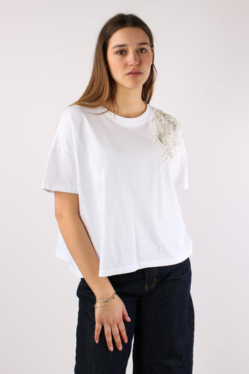 T-shirt Applicazione Spalla Bianco - 3