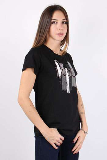 T-shirt Logo Strass Nero/brush - 4