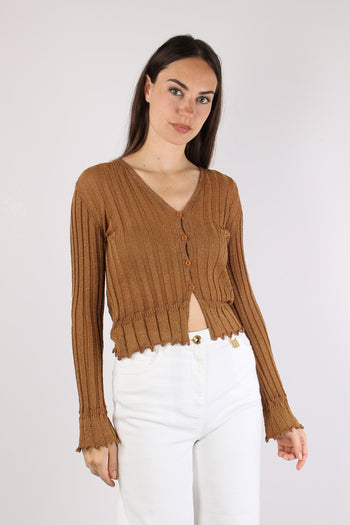 Cardigan Lurex Cammello - 6
