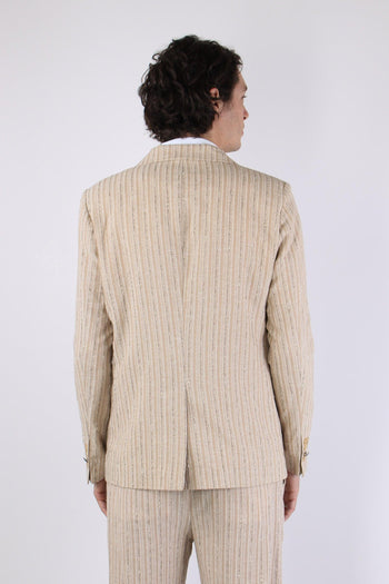 Giacca Riga Jacquard Beige - 5