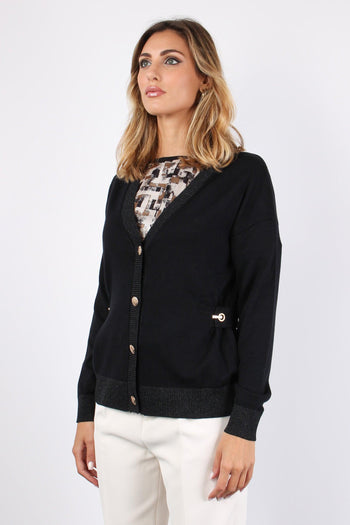 Cardigan Viscosa Profili Lurex Nero - 5