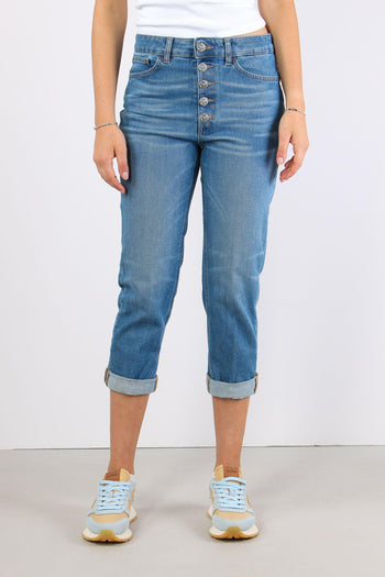 Koons Denim Stretch Bottone Gioiello Denim Scuro - 3