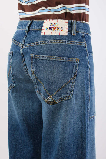 Denim Maxi Tasche Sfrangiato Denim Scuro - 9