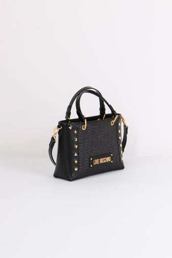 Shopping Mini Paglia Borchie Nero/nero - 4