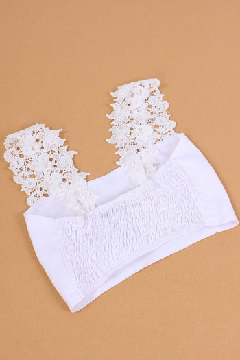 Top Corto Spalline Macrame Bianco - 7