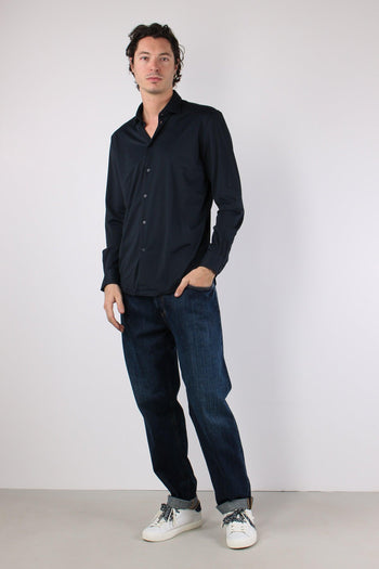 Camicia Tessuto Tecnico Blu Navy - 4