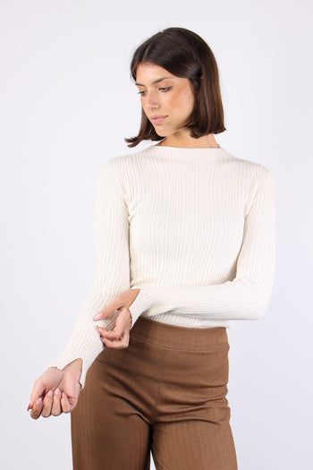 Maglia Girocollo Viscosa Canet Latte - 5