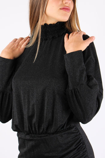 Abito Corto Incrocio Lurex Nero - 5